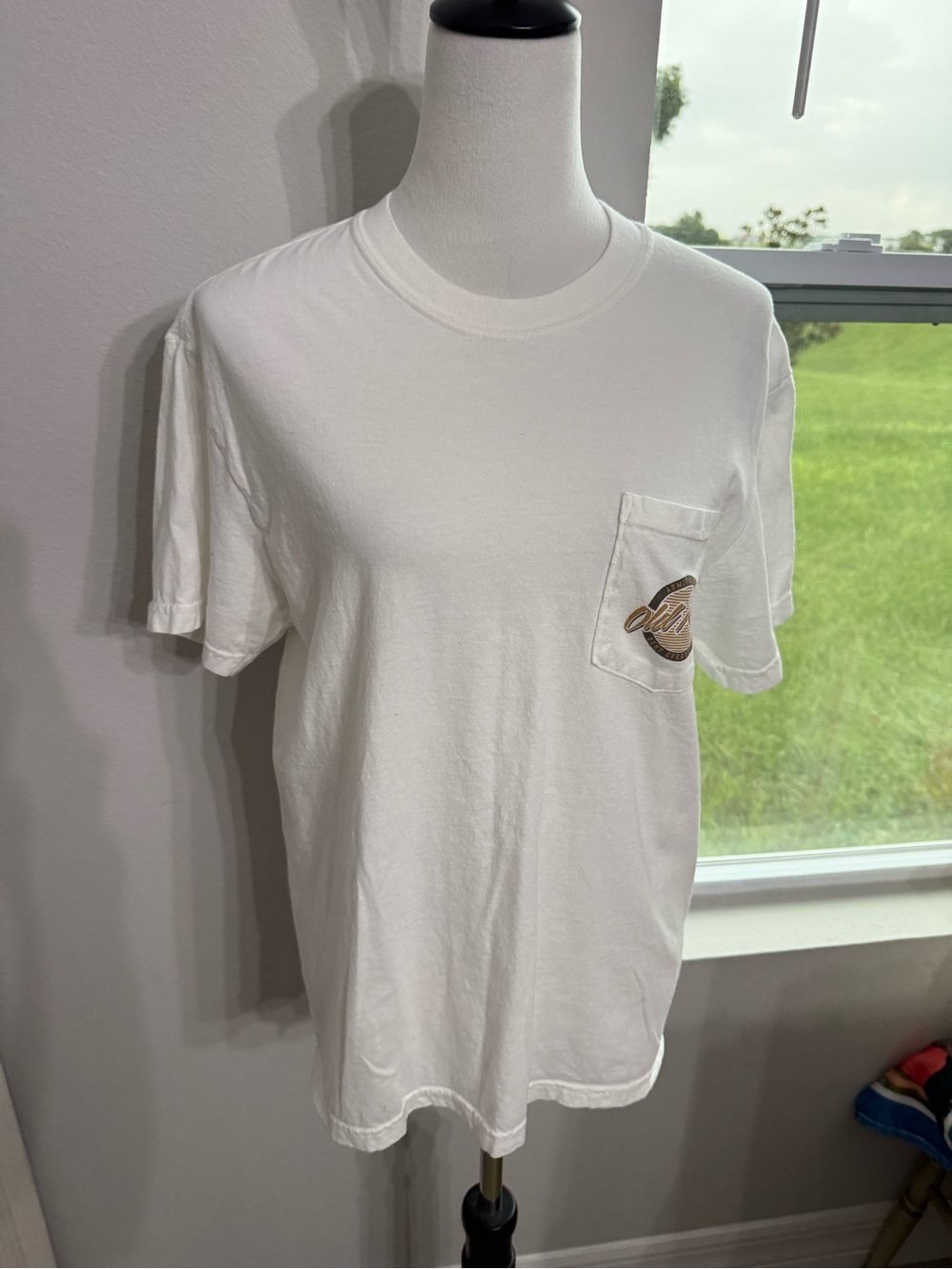 Old Row - White Short Sleeve Pocket Tee with Script Patch